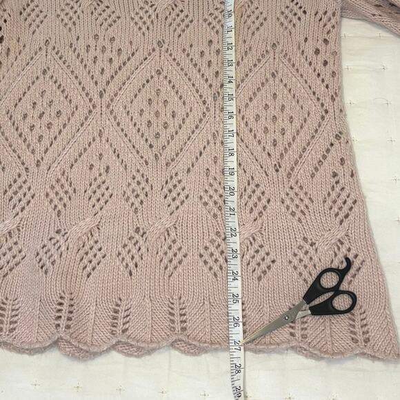 LOFT Women’s M Pink Wool Blend Pointelle Pullover Sweater | Cottage Core Casual - Picture 7 of 11